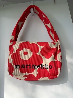 Marimekko Red & Cream Unikko Medium Shoulder Bag